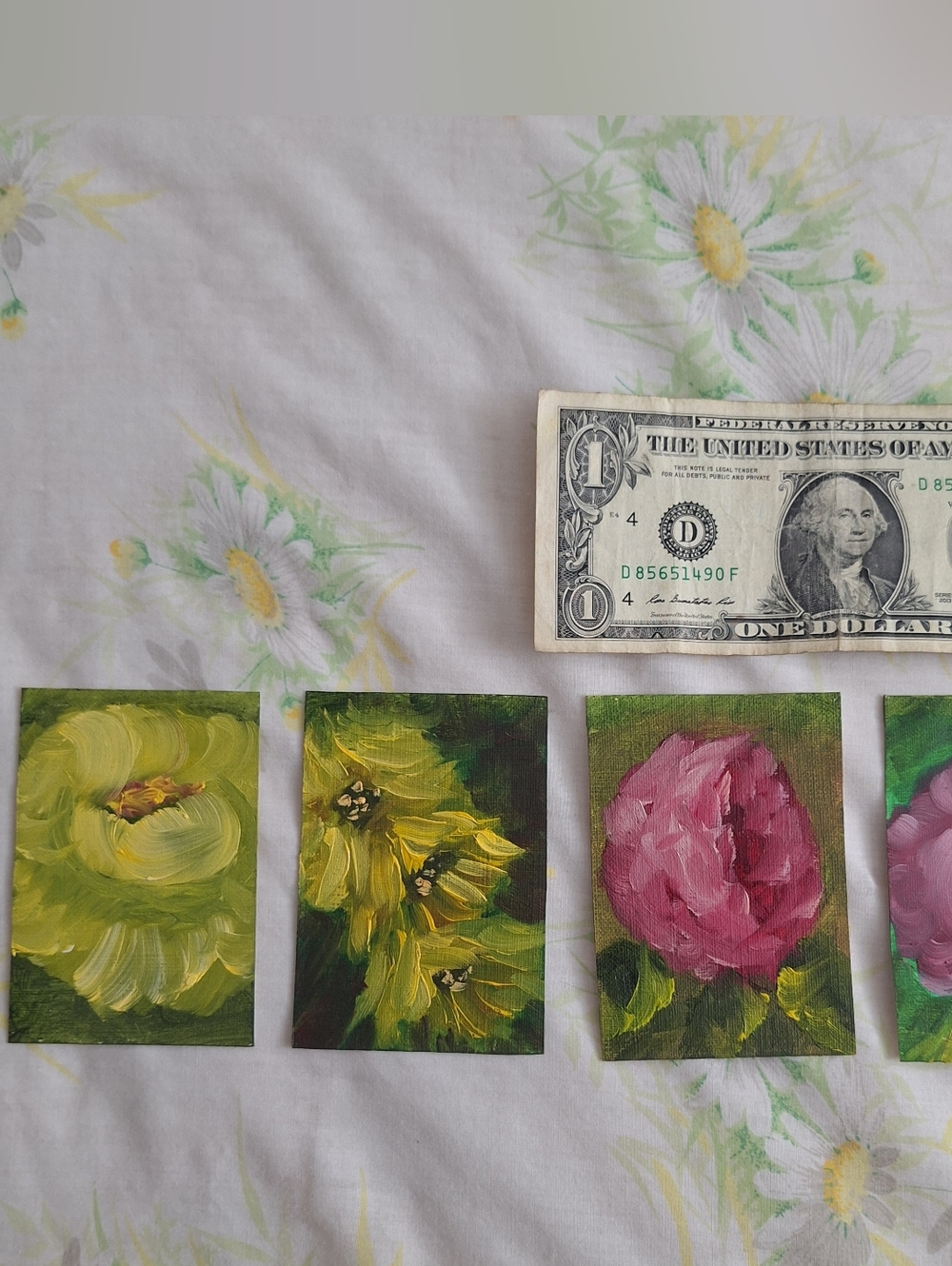 4 small original oil miniature painting aceo